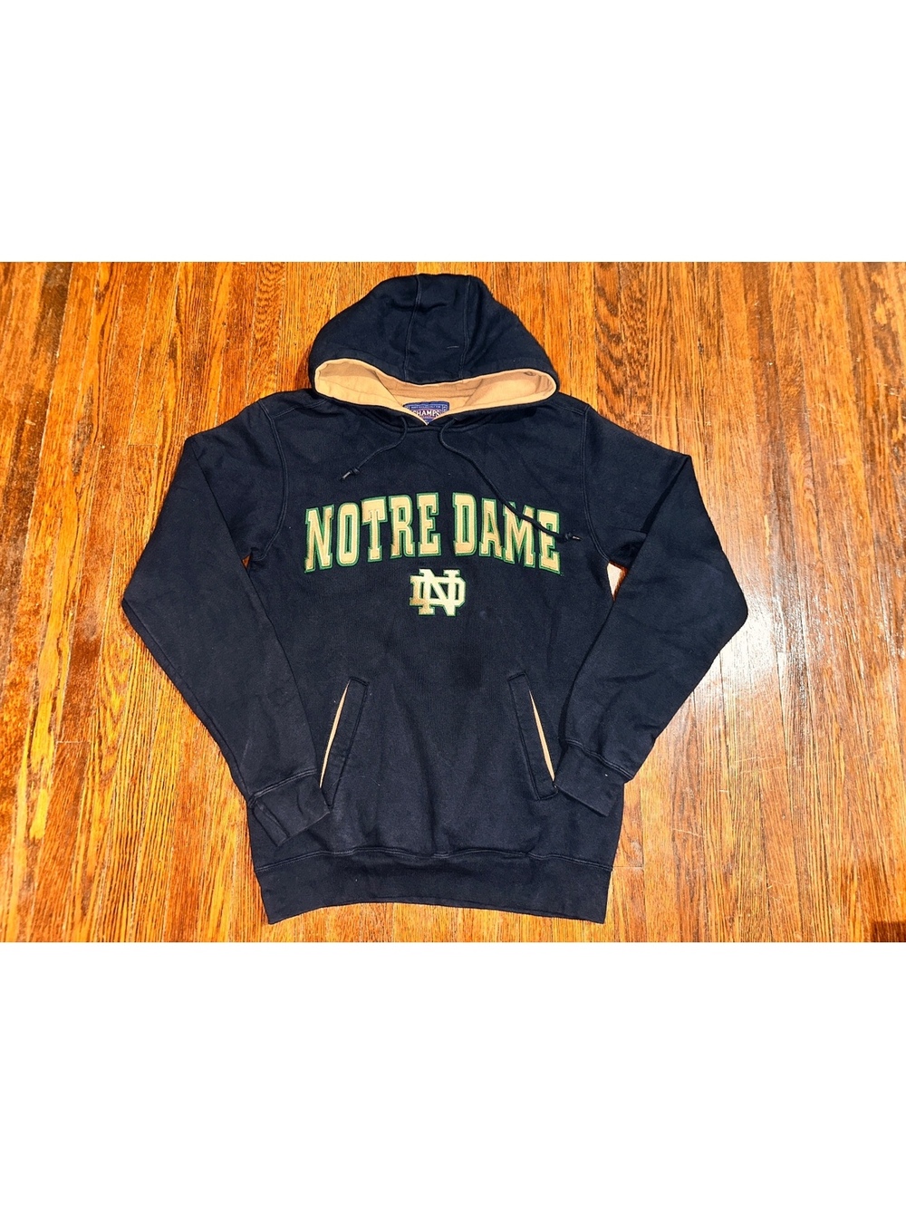 Adult XS Notre Dame Fighting Irish Blue Gold Football Hoodie Sweatshirt